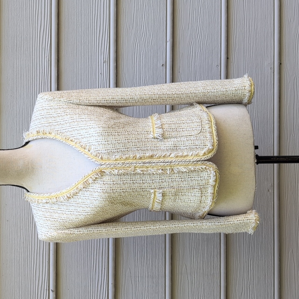 Kasper Petite Tweed Blazer Jacket | Kasper Yellow Tweed Jacket
